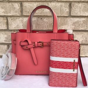 Michael Kors Coral Satchel and Wallet Set